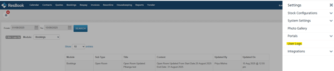 RBPMS room open close action