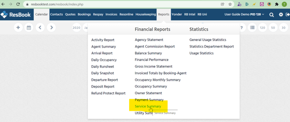 Services Report Screenshot 1
