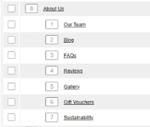 Examples of Child Pages within the General Pages menu showing the indentation