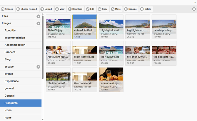Copying files within File Manager