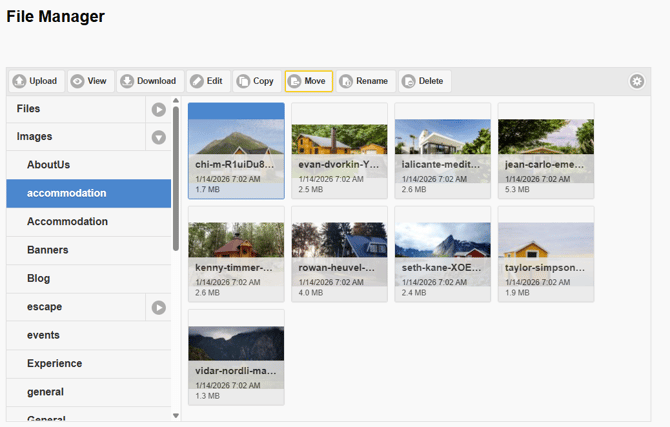 Move a file to a new location within File Manager