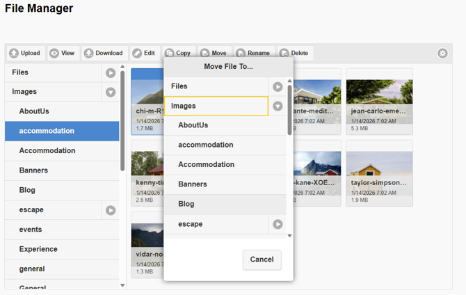 How to move a file to a new location within File Manager