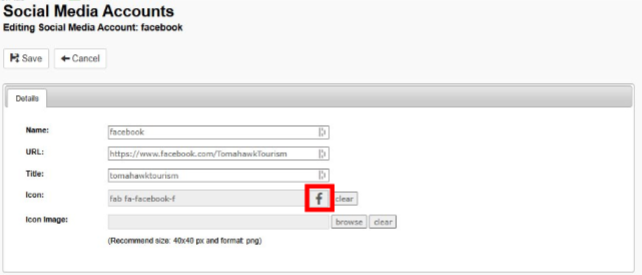 Select an icon to add to your social media account